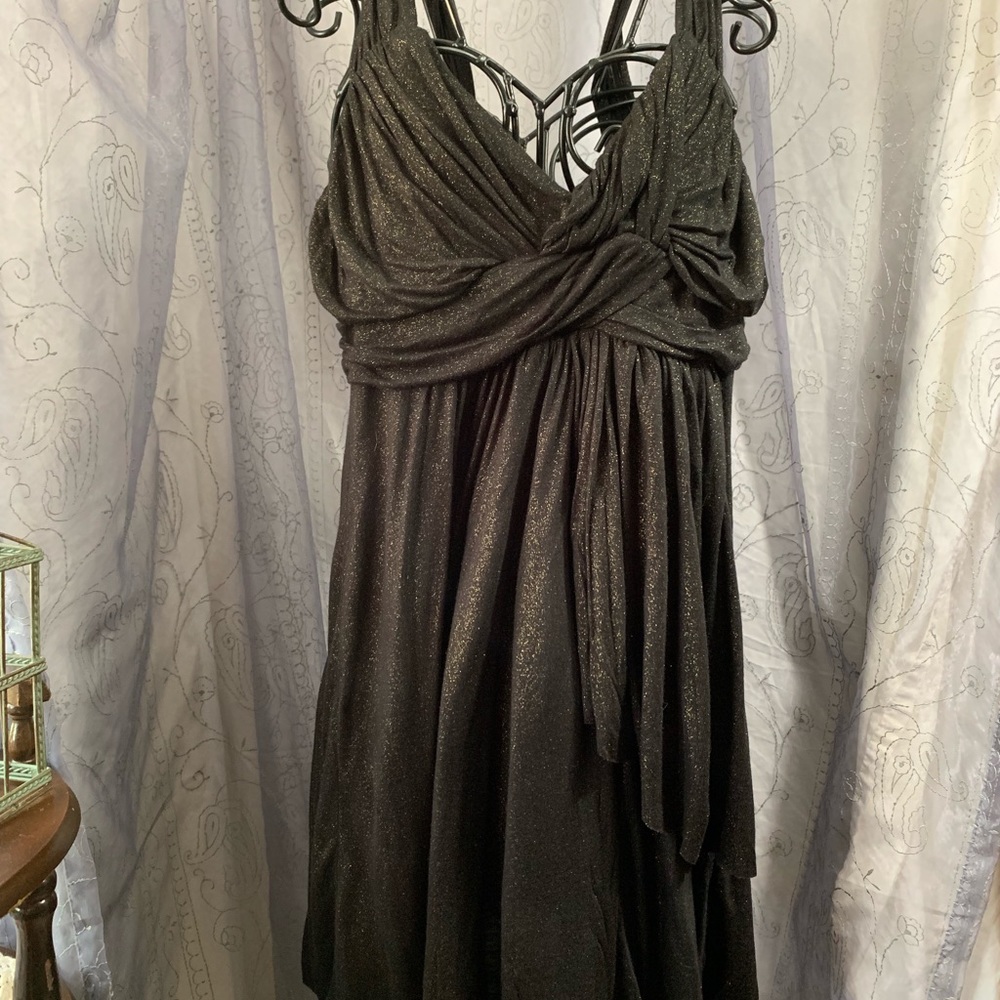 One Clothing Y2k Tunic Gold Flecked Tank Top Gathered Ruched Bodice Empire Waist